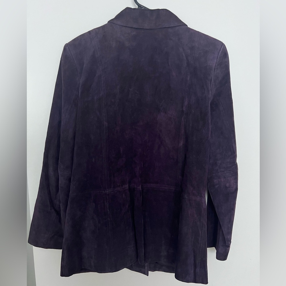 A Lord & Taylor Leather Suede Jacket. Purple, size medium. - Picture 2 of 4